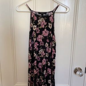F21 Black floral halter dress